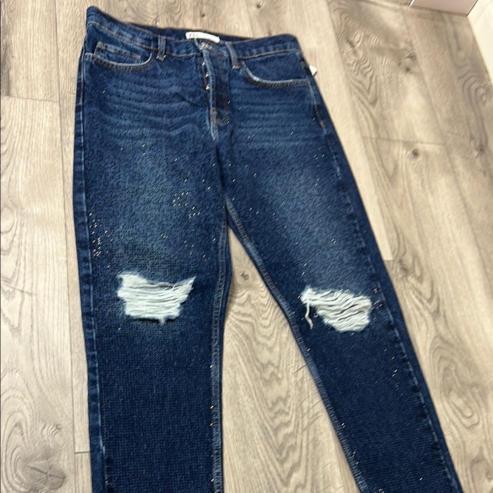 Zara Skinny Blue Distressed Jeans